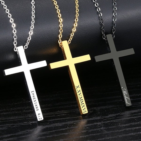 Mens Cross Necklace Etsy
