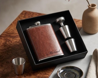 Personalized GROOMSMEN FLASK for Men Best Man Groom Birthday Gift for Him Dad Men Wedding 8oz Boyfriend Fathers Day Custom Engraved