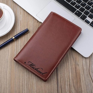 Organiseur de cartes en cuir personnalisé porte-cartes de visite gravé personnalisé étui cadeau garçons d'honneur pour papa lui homme cadeau grand-père pour sa maman