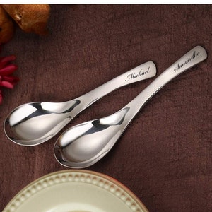 Personalized SOUP SPOON Custom Spoons Utensil Dinnerware Wedding Gifts for Her Girlfriend Mom Kitchen Engraved
