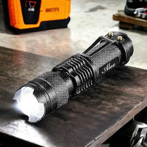 Personalized LED FLASHLIGHT Police Groomsmen Birthday Gift for Him Dad Men Husband Camping Hunting Fishing Custom Boyfriend Mothers Day