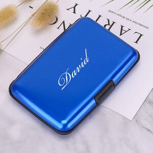 Personalized BUSINESS CARD Holder Custom Engraved Wallet Case Groomsmen Gifts for Dad Him Boyfriend Gift for Men Holders Cases Office Boss