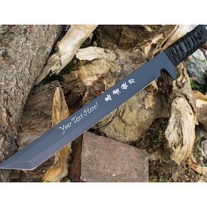 Personalized 18" NINJA SWORD & SHEATH Fantasy Swords Larp Cosplay Groomsmen Gift for Him Dad Men Gift for Daggers Birthday Custom Engraved