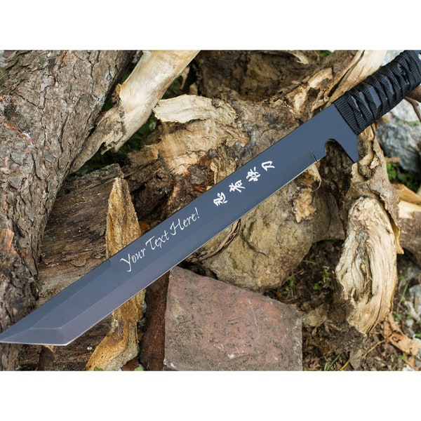 Personalized 18" NINJA SWORD & SHEATH Custom Engraved Fantasy Swords Larp Cosplay Groomsmen Gifts for Dad Him Boyfriend Gift for Men Daggers