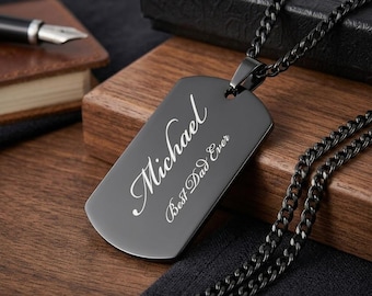 Personalisierte DOGTAG Halskette für Männer Hundemarke Anhänger Armee Navy Marines Militärveteran Geburtstagsgeschenk für ihn Papa Vatertag Custom