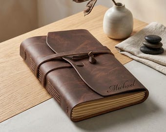 Personalized LEATHER JOURNAL for Men Women Travel Diary Notebook Graduation Birthday Gift for Him Her Teacher Coach Wedding Fathers Day
