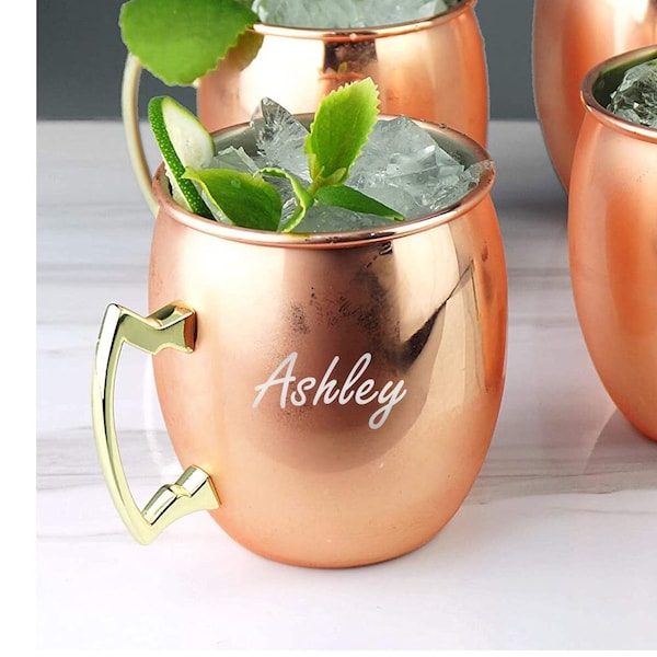 Personalized MOSCOW MULE MUG Set Custom Engraved Bridesmaid Gifts for Mom Women Birthday Gifts for Her Bachelorette Bridal Wedding 16oz