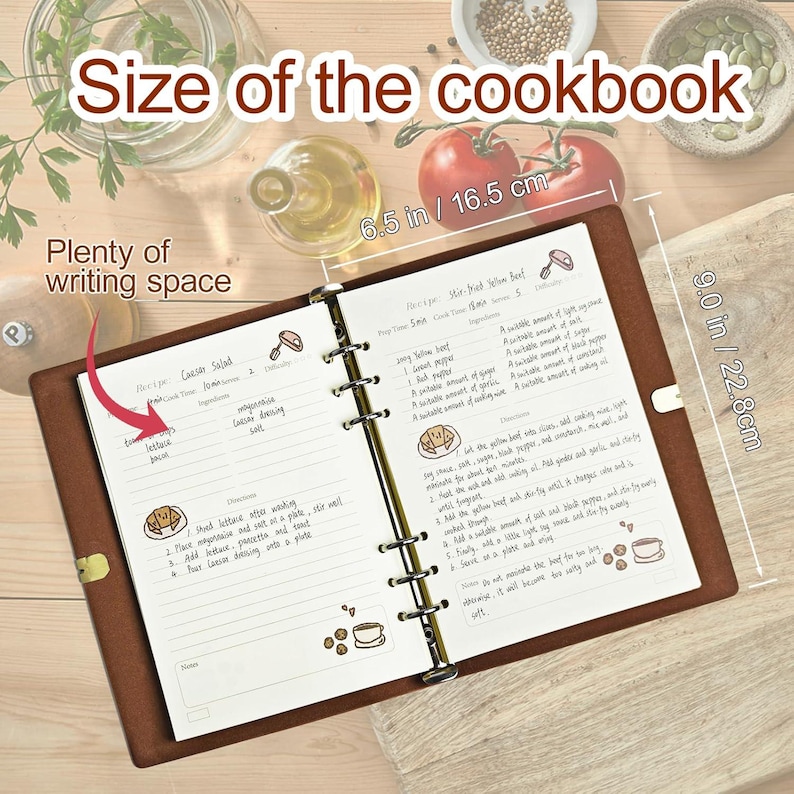 Personalized LEATHER RECIPE BOOK Cookbook Home Housewarming Kitchen ...