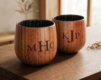 Personalized BOURBON WHISKEY CUP Charred Wood Glass Groomsmen Birthday Gift for Him Dad Men Grandpa Boyfriend Custom Engraved Engraved