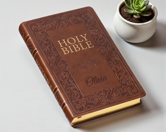 Personalized Leather KJV BIBLE Christian Graduation Birthday Gift for Him Dad Men Her Mom Women Wedding Pastor Fathers Day Custom Engraved