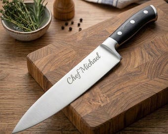 Personalized CHEF KNIFE Kitchen Knives Cooking Housewarming Birthday Gift for Her Him Mom Dad Men Women Wedding Fathers Day Custom Engraved