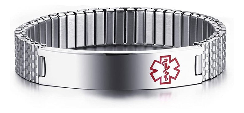 Personalized MEDICAL ID BRACELET Alert Jewelry Parents Birthday Gift for Mom Women Emergency Contact Boyfriend Custom Engraved Engraved bild 8