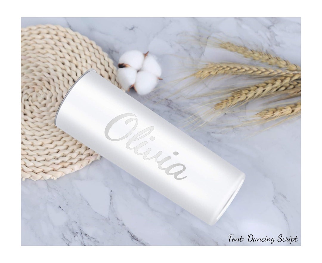 Personalized SKINNY TUMBLER With Straw Custom Engraved Water Bottle Cup ...