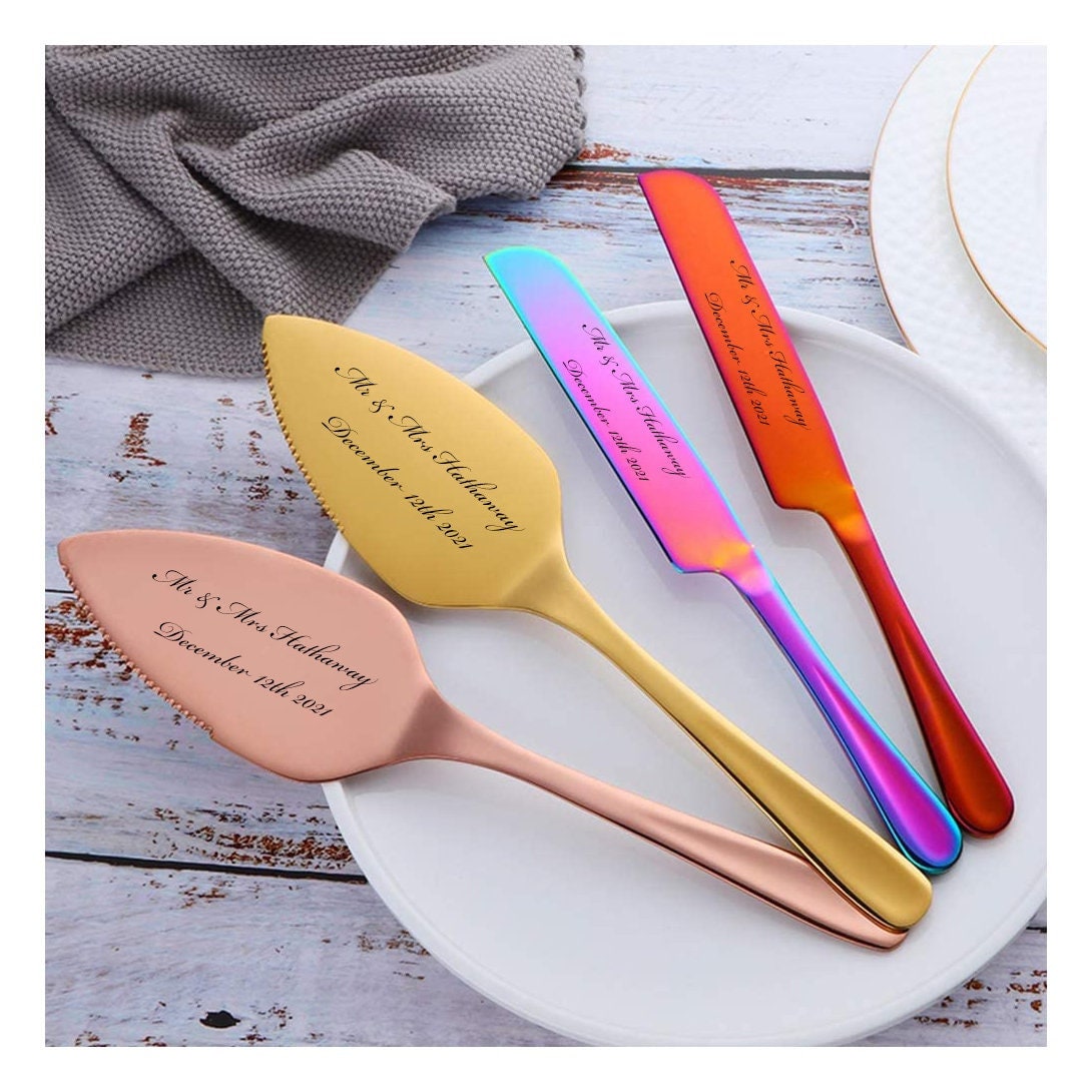 Personalized Wedding CAKE CUTTING SET Serving Knive Cutter Server Knife Garden Modern Rustic Vintage Traditional Classic Custom Engraved