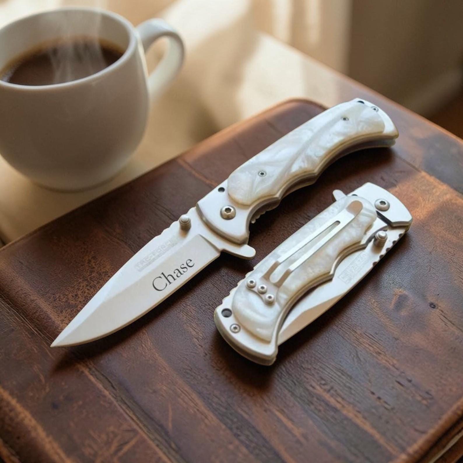 Engraved Pearl Pocket Knife