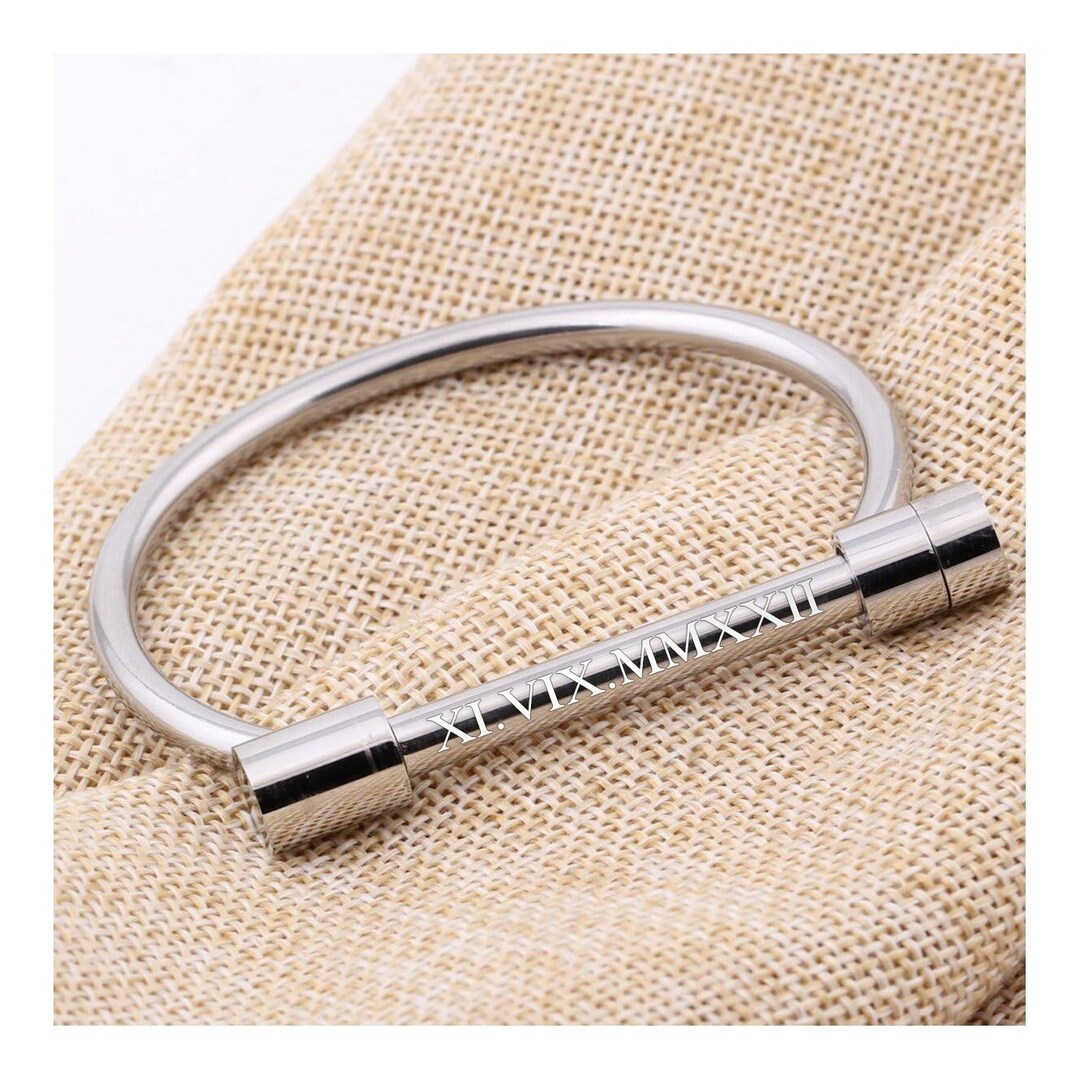 Personalized BRACELET Bar Cuff Shackle Bangle Jewelry Custom Engraved Bracelets Groomsmen Gifts
