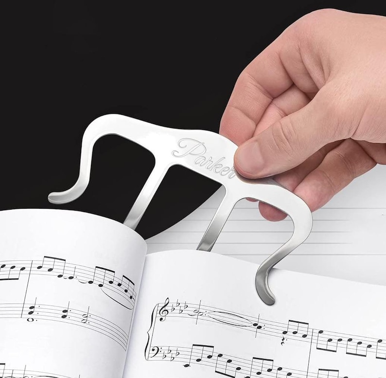 Personalized MUSIC PAGE HOLDER Bookmark Custom Engraved Piano Gifts for Her Him Dad Mom Pianist Teacher Guitar Violin Musician Woodwind