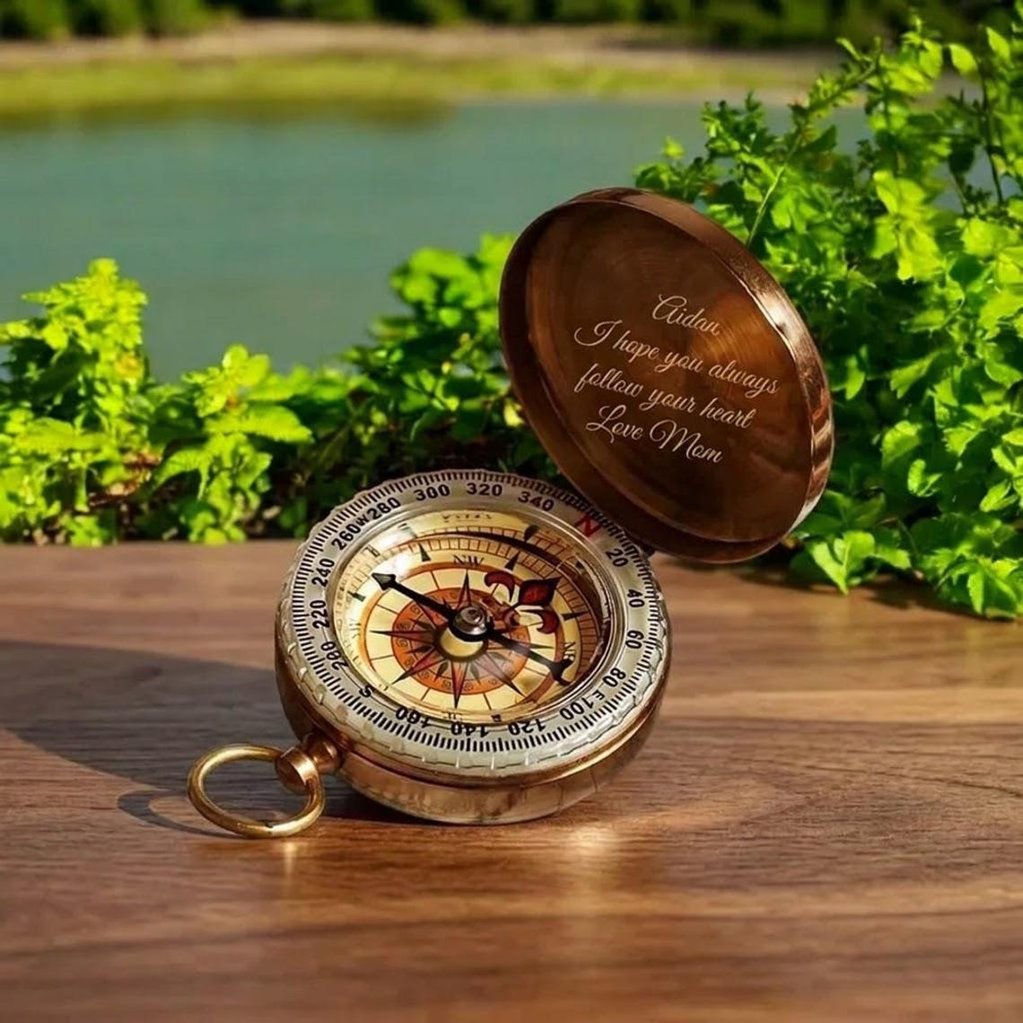Personalized COMPASS Camping Hiking Fishing Birthday Gift for Him Dad ...