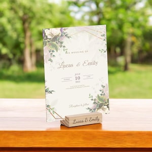 Porte-cartes en bois personnalisé, décoration de table, cadeau de mariage pour elle, pièce maîtresse, cadre photo, invitation, fête, grand-père, gravure personnalisée