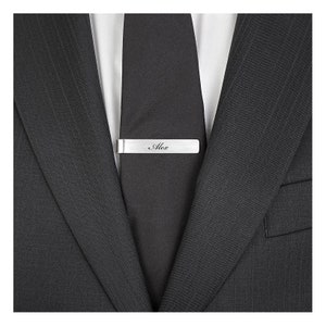 Personalized TIE CLIP for Dad Tieclip Unique Custom Engraved Groomsmen Gifts for Him Boyfriend Men Son Wedding Father of Bride Fathers Day image 3