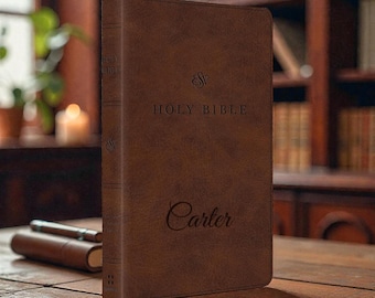 Personalized Leather ESV BIBLE Christian Graduation Gift for Him Dad Men Her Mom Women Wedding Pastor Keepsake Custom Engraved Engraved