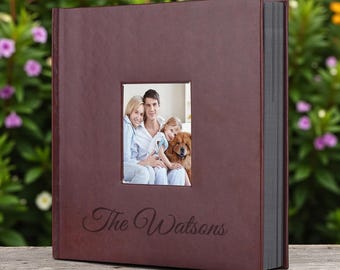 Personalized LEATHER SCRAPBOOK Wedding Guestbook Picture Photo Album Scrap Scratch Book Birthday Gift for Her Mom Couple Boyfriend Custom