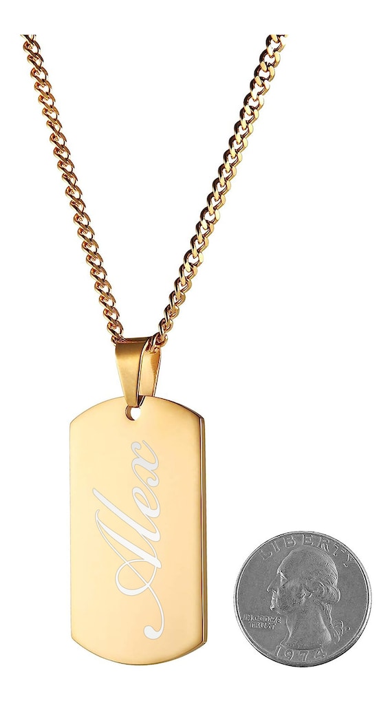 Custom Personalized DOGTAG NECKLACE for Men Dog Tag Pendant Army Navy  Marines Military Veteran Birthday Gift for Him Dad Son Name Christmas