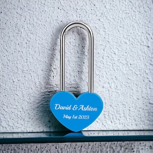 Personalized HEART LOCK Love Padlock Couples Gift for Him Dad Men Her Mom Girlfriend Husband Promise Bridge Wedding Birthday Custom Engraved