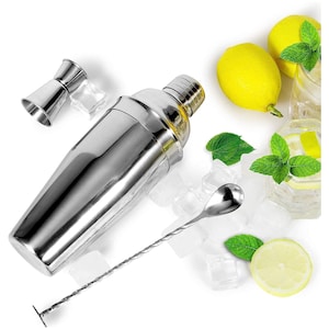 Personalized COCKTAIL SHAKER SET Mixer Custom Engraved Bar Bartender Barware Home Kitchen Fathers Day Gift for Dad Her Him Mom Women 25oz