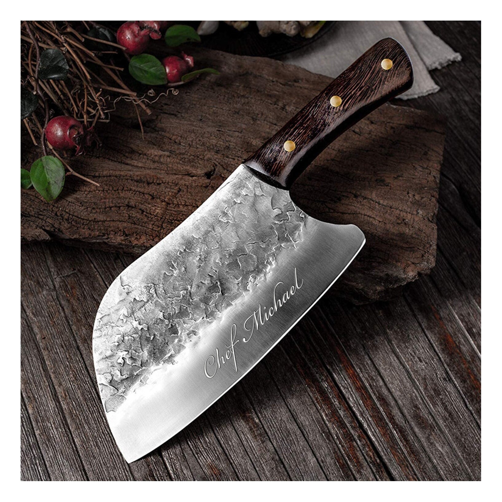 Original Serbian Chef Knife - Unrivaled Quality Olive Leather