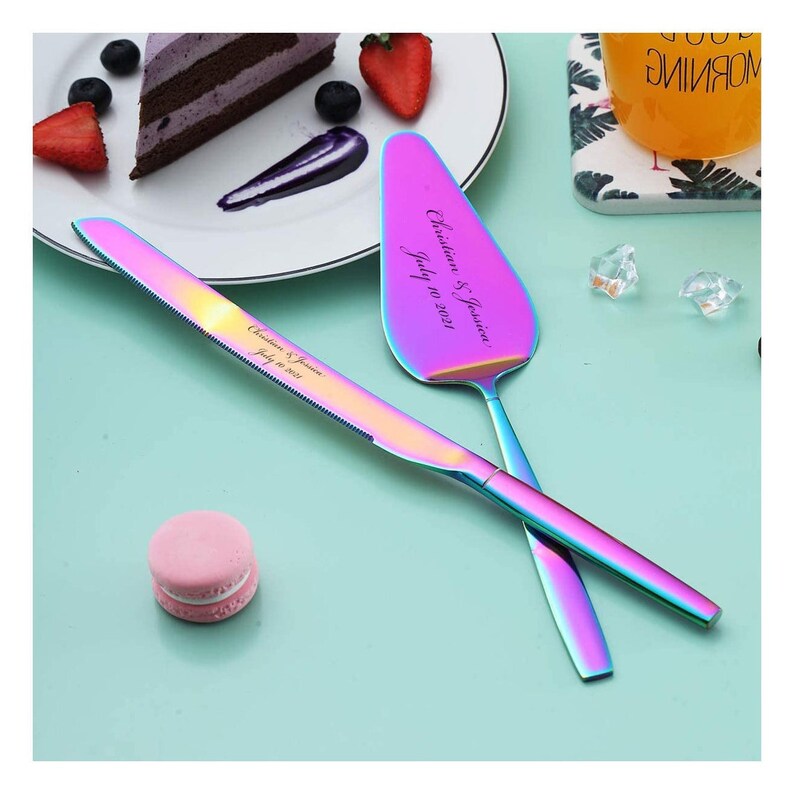 Personalized Wedding CAKE CUTTING SET Gold Serving Cutter Etsy