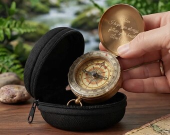 Personalized COMPASS Camping Hiking Fishing Birthday Gift for Him Dad Men Children Kids Boy Girl Confirmation Baptism Custom Engraved