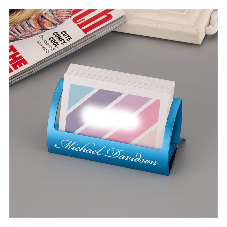 Personalized Business Card Holder Stand Case BLACK Office Etsy