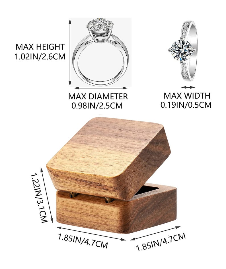 Personalized RING BOX Holder Bearer Custom Engraved Jewelry Engagement Proposal Boxes Wedding Walnut Wood Mom Gifts for Her Wife Girlfriend 画像 4