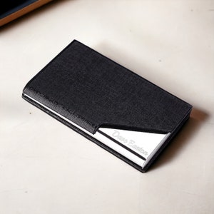 Personalized BUSINESS CARD HOLDER Case Groomsmen Gift for Him Dad Men Doctor Realtor Boss Corporate Office Birthday Custom Engraved