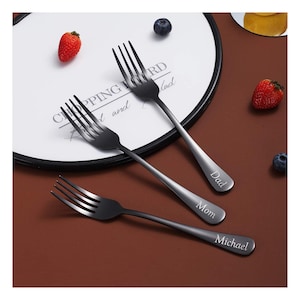 Personalized fork Dinnerware Utensil Wedding Groomsmen Gift for Her Graduation Mom Kitchen Cutlery Cook Chef Stainless Steel Custom Engraved