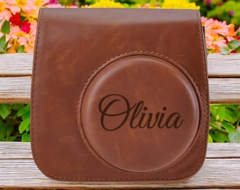 Personalized Fujifilm Instax Mini 11/9/8/8+ Camera Case Bag Cover Leather Strap Groomsmen Birthday Gift for Her Mom Him Women Polaroid