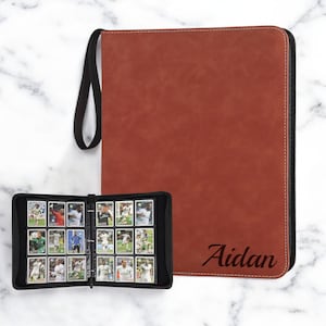Personalized TRADING CARD BINDER Album Storage Holder Organizer Games Sports Football Baseball Basketball Fathers Day Gift for Dad Him Men