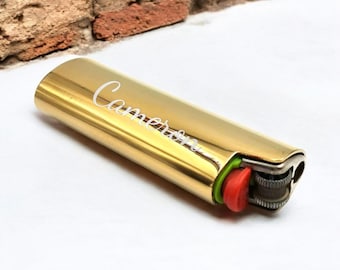 Custodia per accendino personalizzata, fodero per accendini, sigari, sigarette, regalo di compleanno per testimoni dello sposo, papà, uomo fumatore - BIC J6 Festa del papà personalizzata