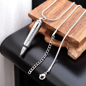Personalized BULLET URN NECKLACE Ashes Cremation Jewelry for Men Women Human Keepsake Military Army Navy Veteran Memorial Custom Engraved