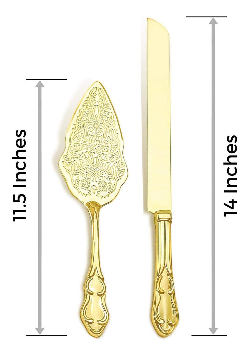 Personalized Wedding CAKE CUTTING SET Gold Elegant Serving Etsy