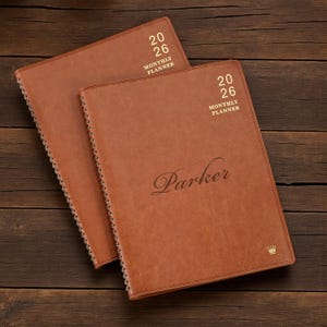 Personalized 2026 LEATHER PLANNER CALENDAR Organizer Teacher Gift for Him Dad Men Her Women Mom Student Birthday Christmas Custom Engraved