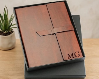 Personalized LEATHER PORTFOLIO for Men Women Corporate Business Padfolio Birthday Gift for Him Dad Her Mom Teacher Coach Fathers Day Custom