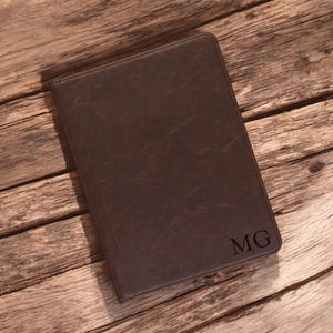 Personalized LEATHER PORTFOLIO with Zipper for Women Padfolio Notebook Organizer Business Groomsmen Gift for Him Dad Men Her Custom Engraved