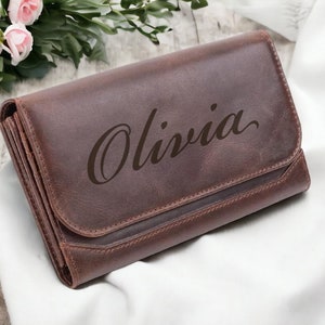 CARTERA DE CUERO PERSONALIZADA PARA MUJERES Regalo de dama de honor grabado personalizado para mujeres Mamá Despedida de soltera Boda Clutch Minimalista