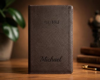 Personalized Leather NIV STUDY BIBLE Foundation Christian Graduation Birthday Gift for Dad Men Her Women Wedding Pastor Keepsake Fathers Day