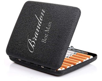 2pcs Cigarette Case Made Of Light Metal With Black Imitation Leather  Cigarette Cases