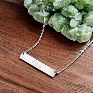 Personalized Horizontal Bar Name Necklace Gold Silver Black Pendant Gift for Her Mom Women Plate Dainty Jewelry Birthday Boyfriend