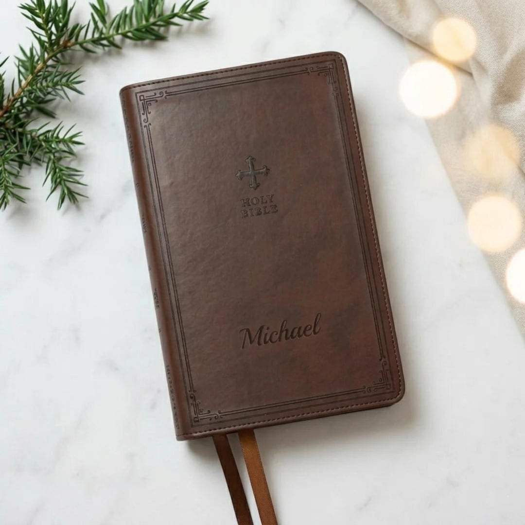 Personalized NRSV Bible Catholic Edition Communion Confirmation Wedding Birthday Gift for Him Her Pastor Graduation Fathers Day Custom