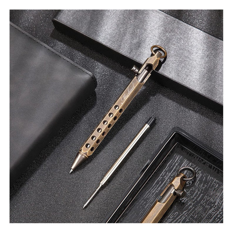 Personalized BOLT ACTION PEN Custom Engraved Groomsmen Fathers Day Gifts for Dad Him Boyfriend Men Teacher Appreciation Graduation Birthday image 4